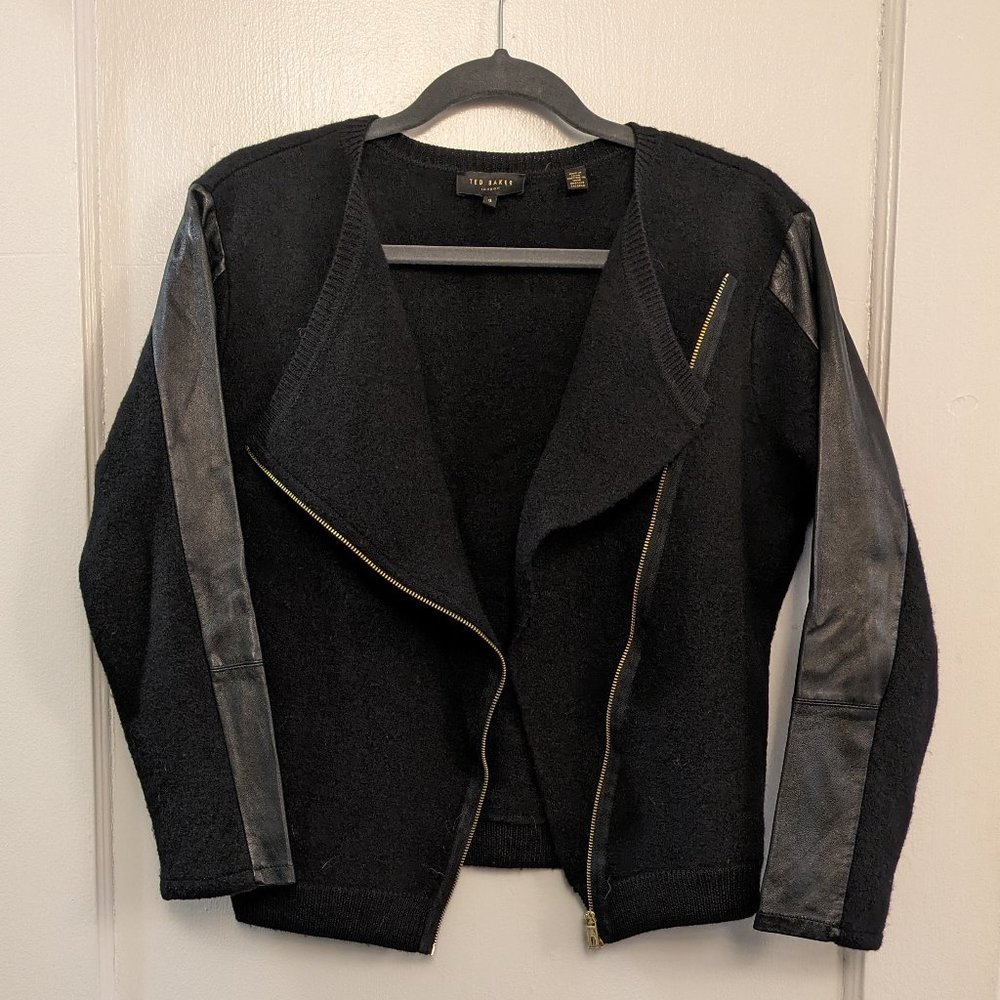 Ted Baker wool and leather moto sweater
